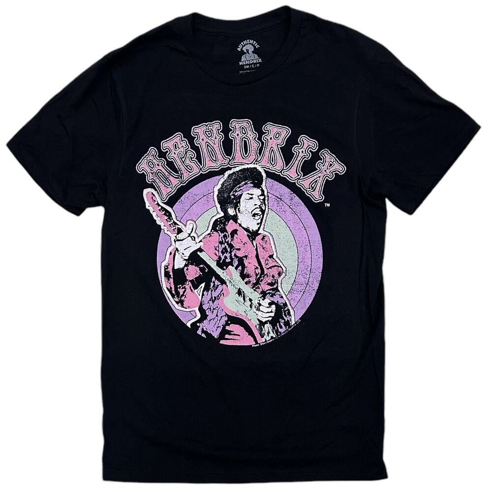 Jimi Hendrix Men's T-Shirt Genuine Merch Vintage Distressed Print Tee in Black